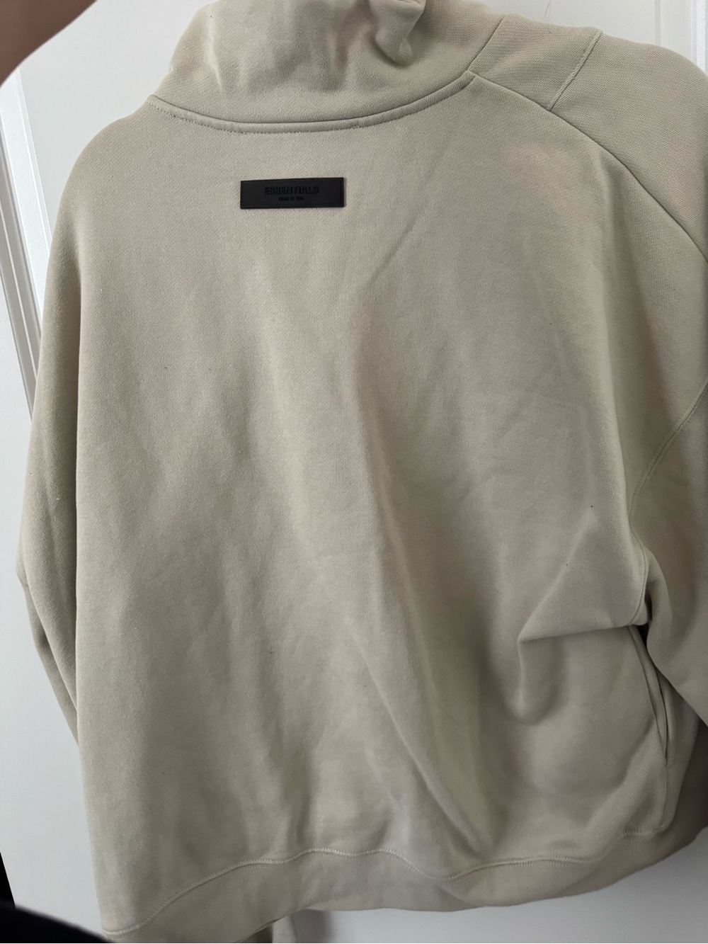 ESSENTIALS Womens Cream Fleece Sweater